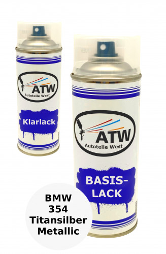 Autolack für BMW 354 Titansilber Metallic +400ml Klarlack Set